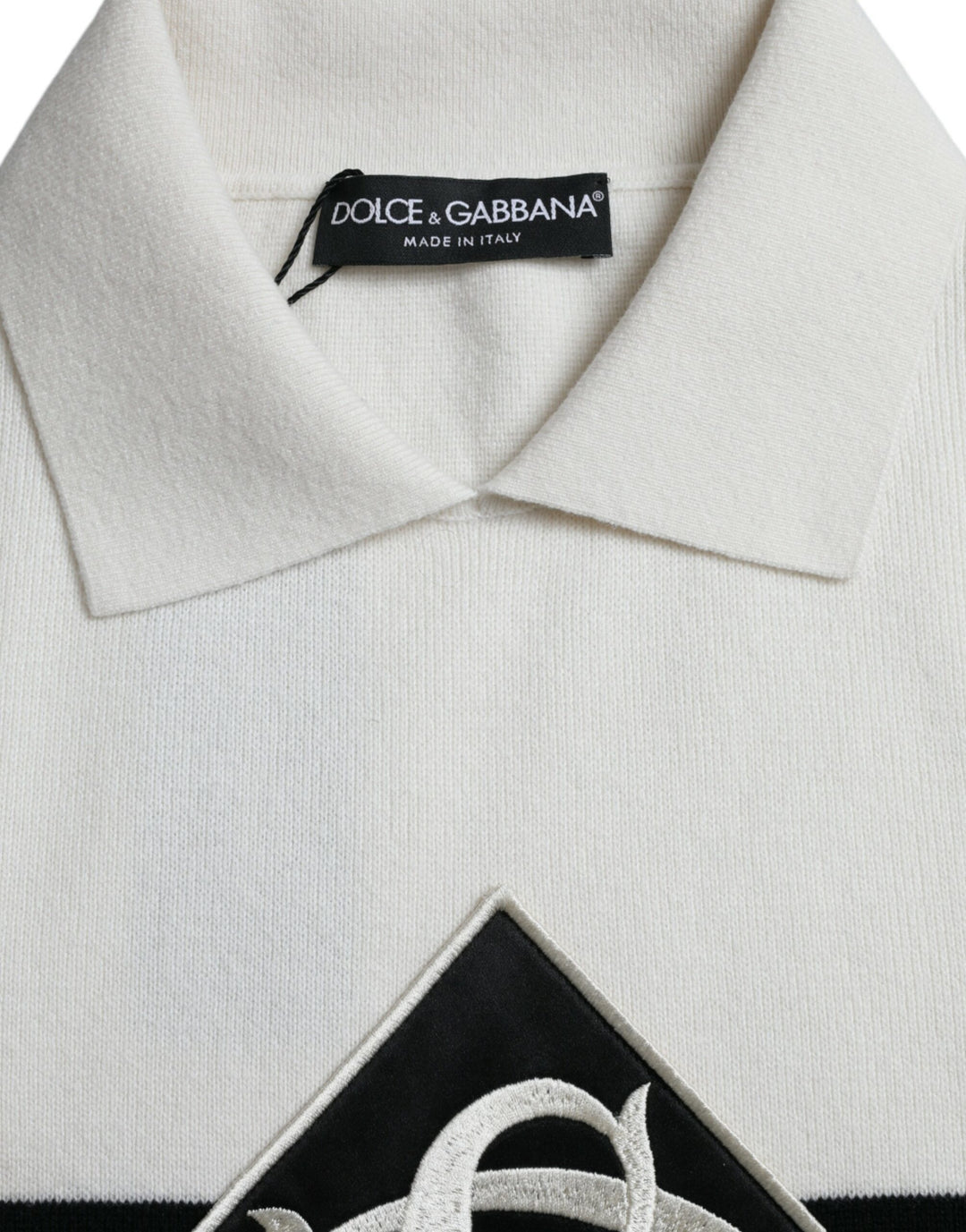 Dolce &amp; Gabbana White DG Logo Collared Henley Shirt T-shirt