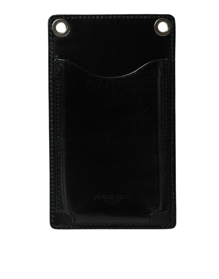 Dolce &amp; Gabbana Wallet Black Horse Leather Zip Logo Cross Body Phone Slot