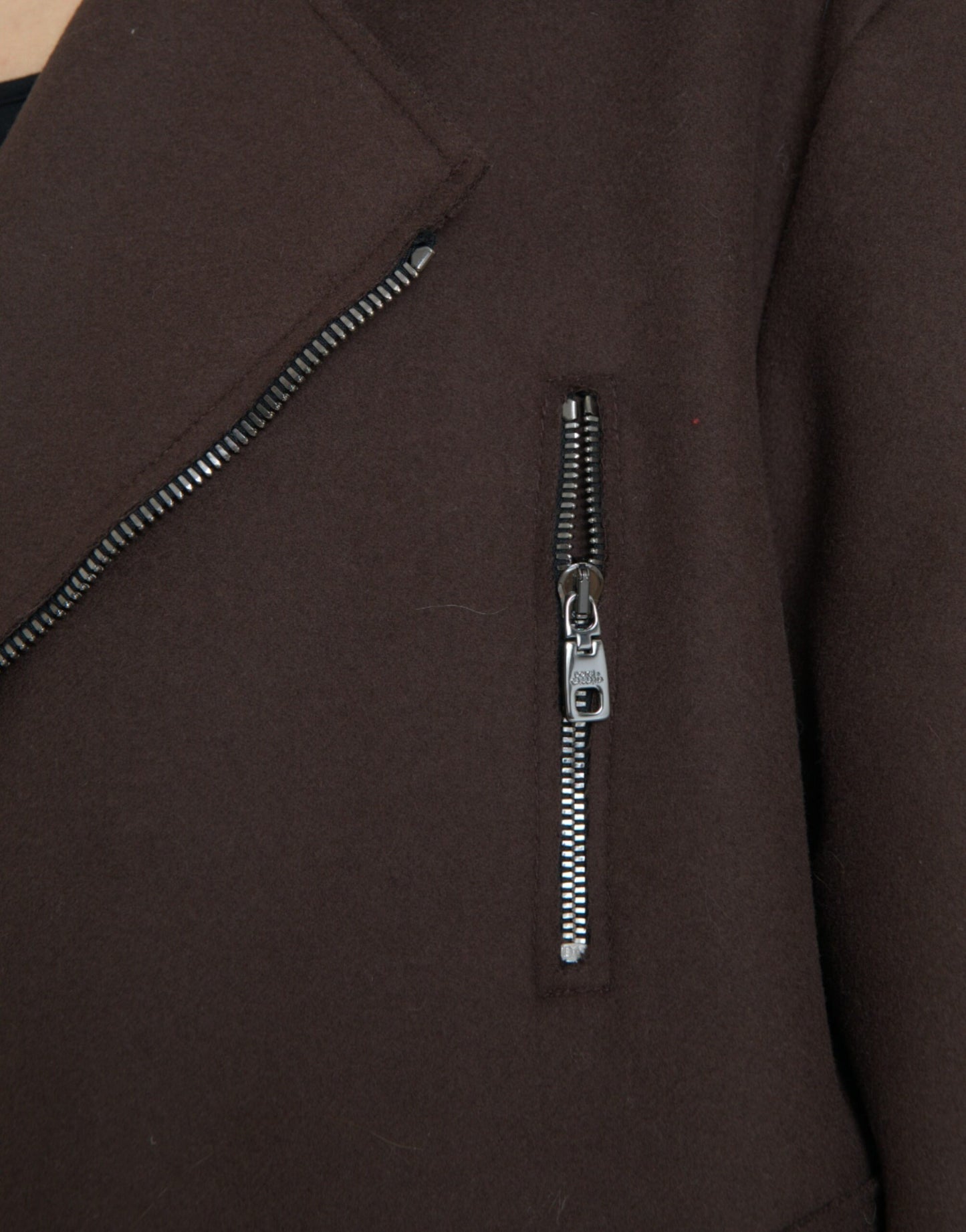 Chaqueta biker corta de lana con abrigo marrón de Dolce &amp; Gabbana