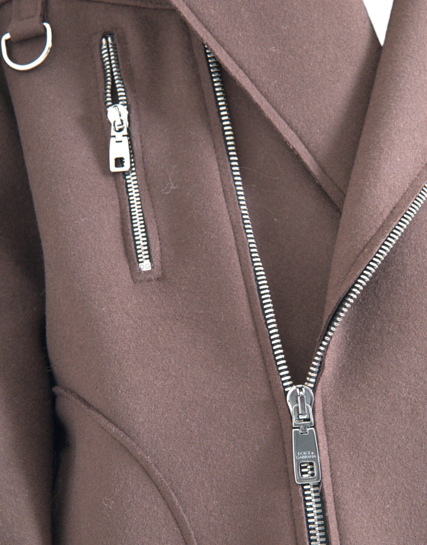 Chaqueta biker corta de lana con abrigo marrón de Dolce &amp; Gabbana