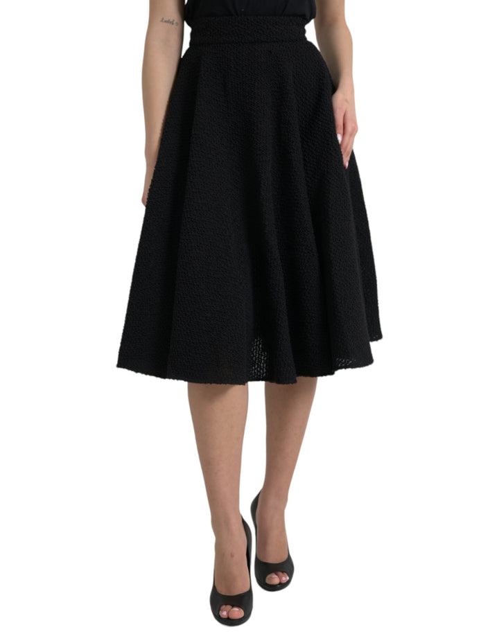 Jupe trapèze noire taille haute longueur genou Dolce &amp;amp; Gabbana