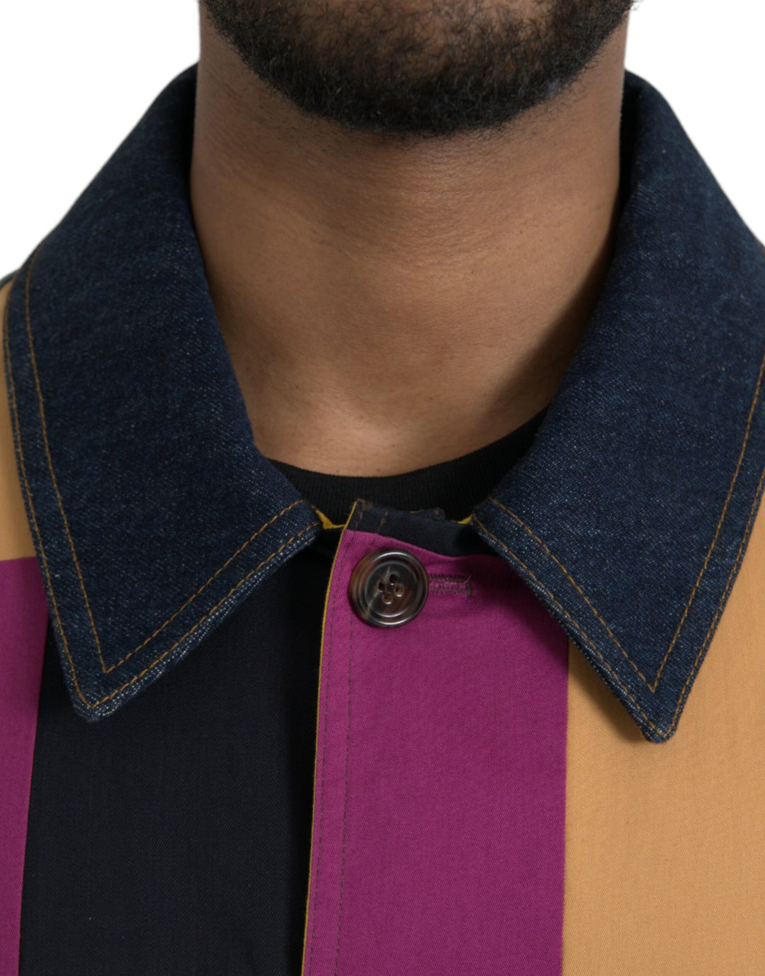 Chaqueta de algodón con cuello y patchwork multicolor de Dolce &amp; Gabbana