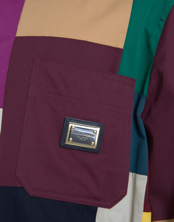 Chaqueta de algodón con cuello y patchwork multicolor de Dolce &amp; Gabbana