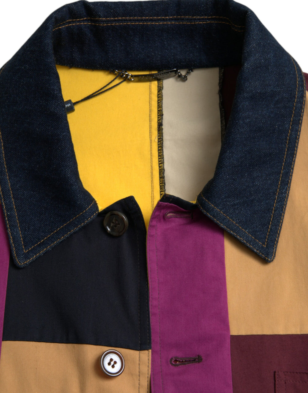 Chaqueta de algodón con cuello y patchwork multicolor de Dolce &amp; Gabbana