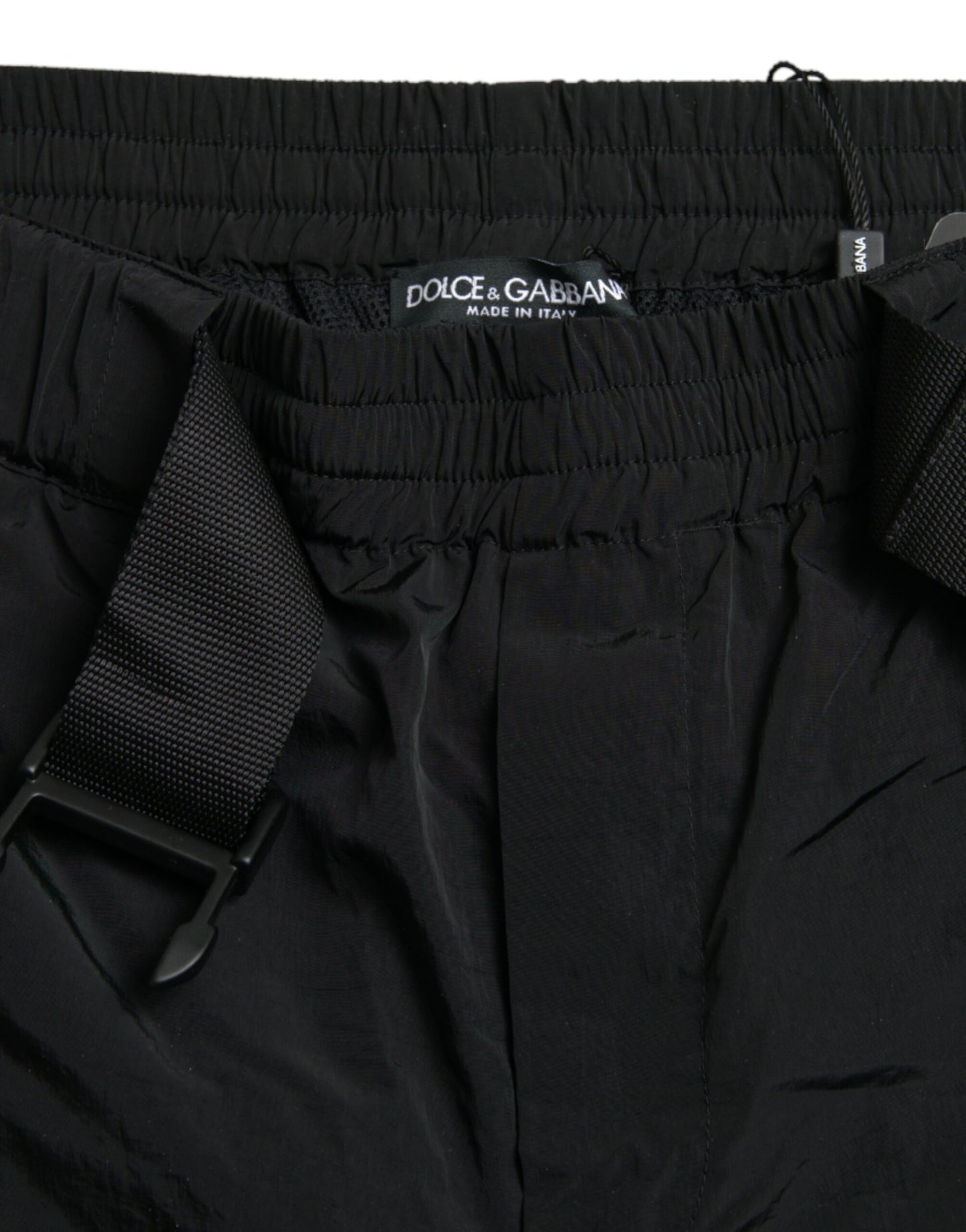 Pantalones deportivos de nailon con estampado de leopardo en negro y rojo de Dolce &amp; Gabbana