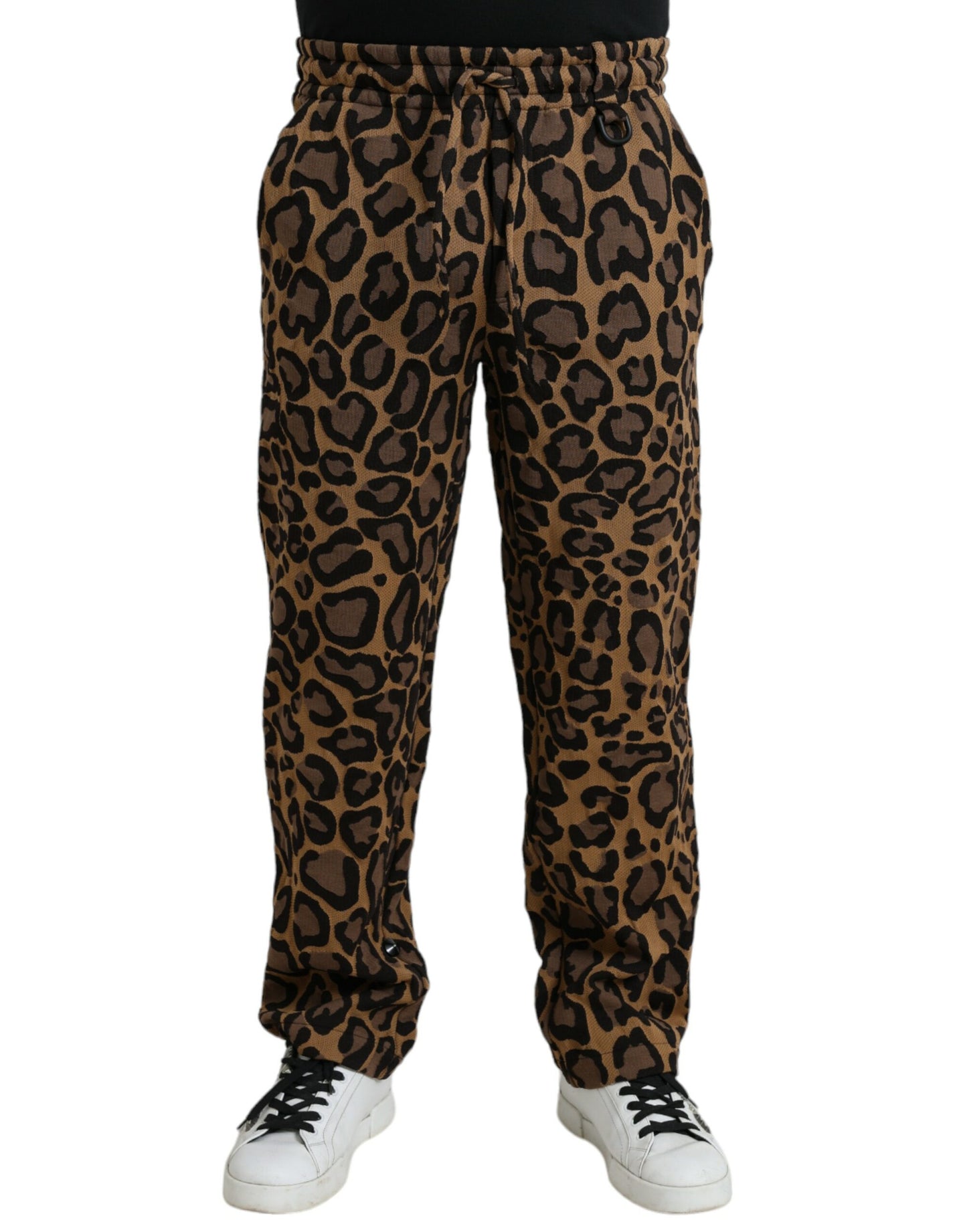 Pantalones deportivos de poliéster con estampado de leopardo marrón de Dolce &amp; Gabbana