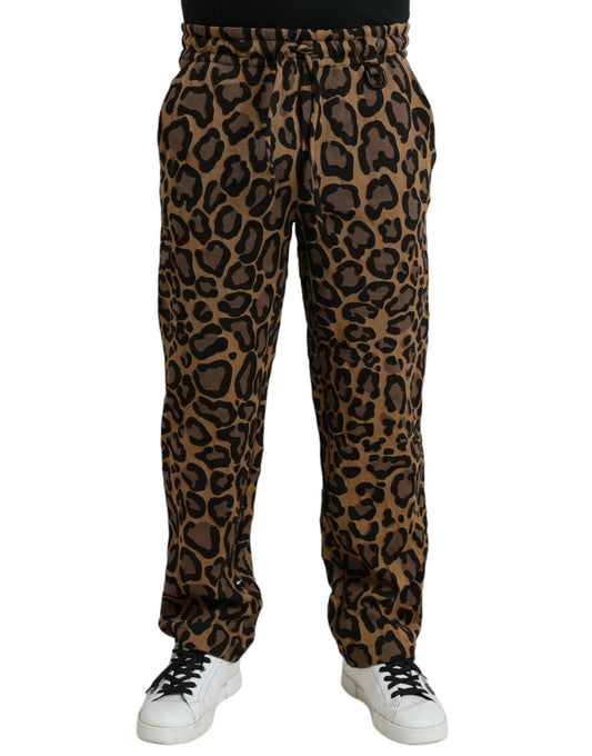 Pantalones deportivos de poliéster con estampado de leopardo marrón de Dolce &amp; Gabbana