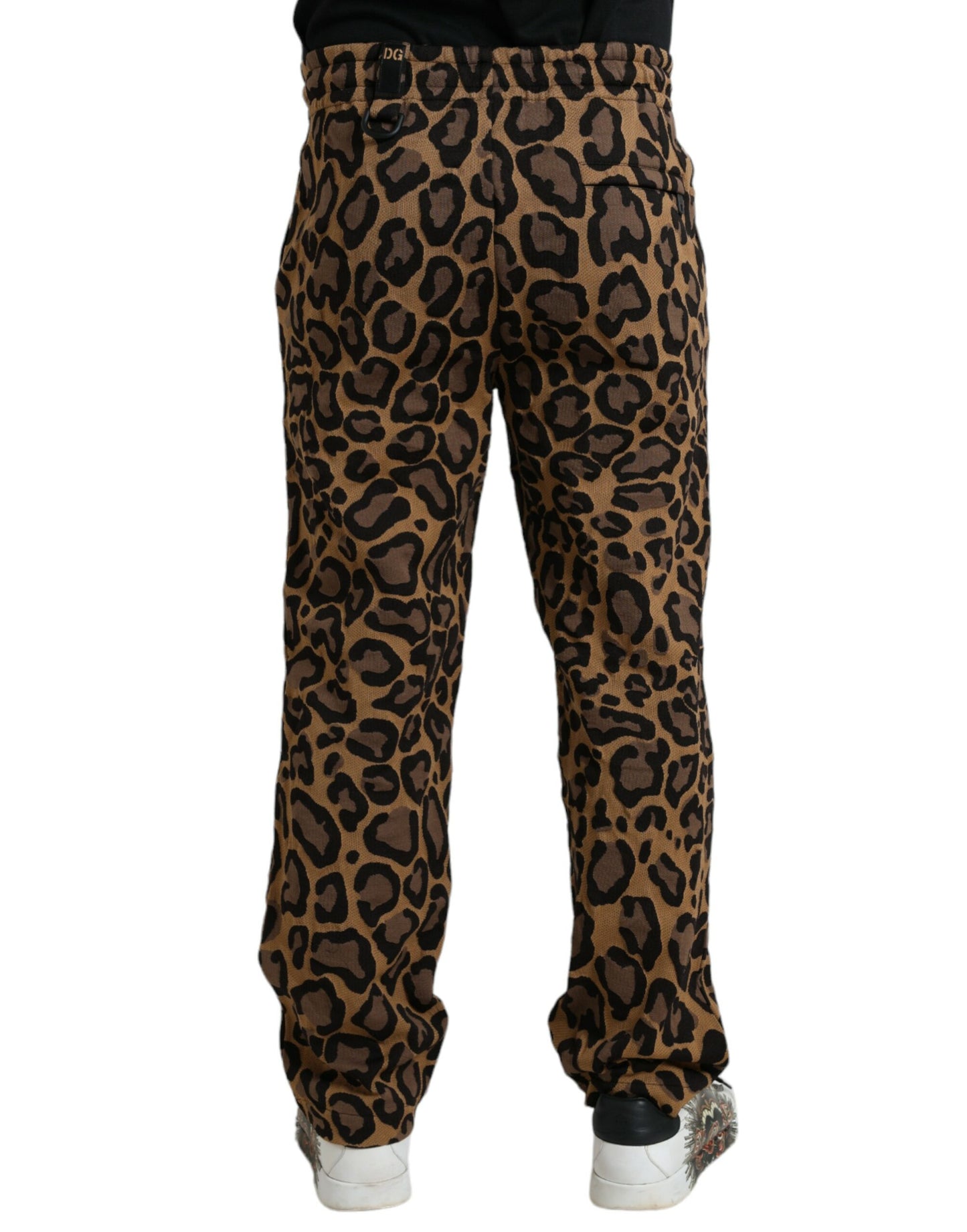Pantalones deportivos de poliéster con estampado de leopardo marrón de Dolce &amp; Gabbana
