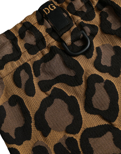 Pantalones deportivos de poliéster con estampado de leopardo marrón de Dolce &amp; Gabbana