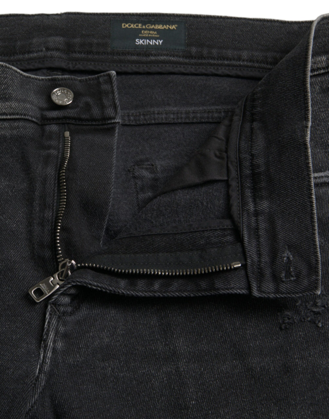 Dolce &amp; Gabbana Gray Cotton Stretch Skinny Denim Logo Jeans