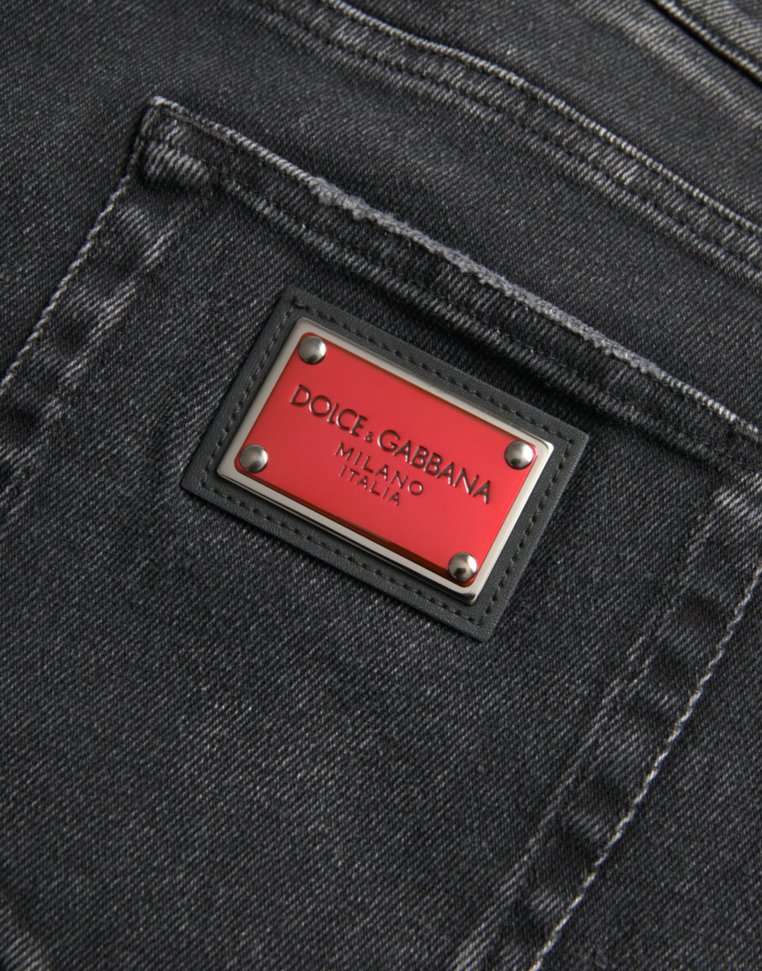 Dolce &amp; Gabbana Gray Cotton Stretch Skinny Denim Logo Jeans