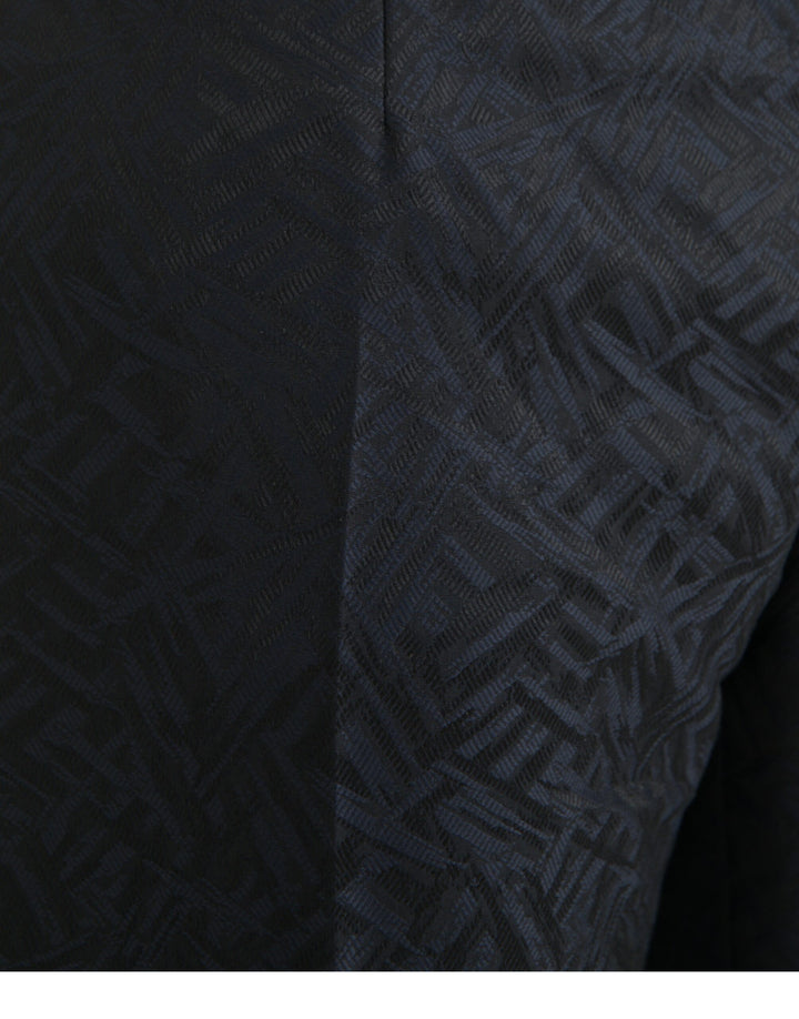 Dolce &amp; Gabbana Blue Brocade Wool Skinny Men Dress Pants