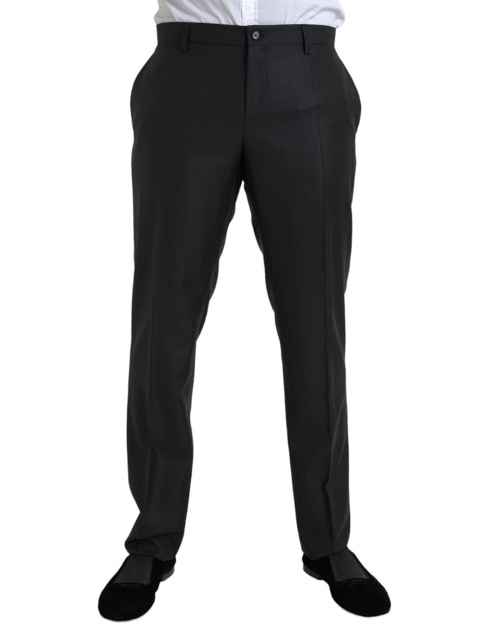 Dolce &amp; Gabbana Black Wool Silk Skinny Dress Pants
