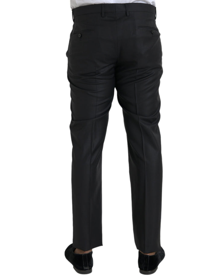 Dolce &amp; Gabbana Black Wool Silk Skinny Dress Pants