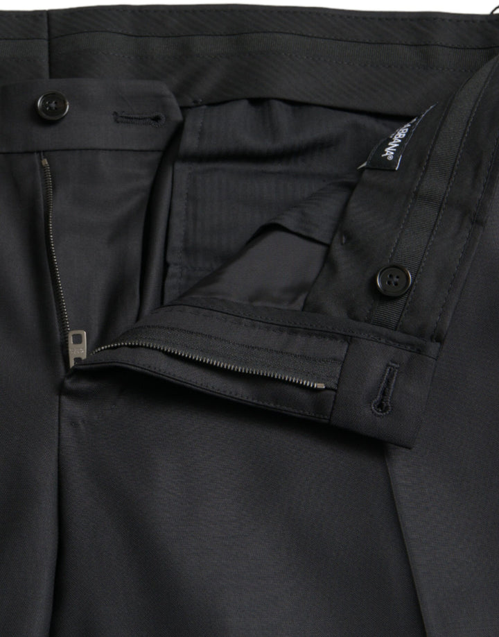 Dolce &amp; Gabbana Black Wool Silk Skinny Dress Pants