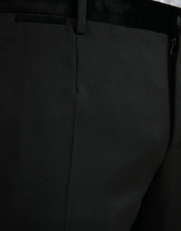 Dolce &amp; Gabbana Black Silk Men Skinny Dress Pants