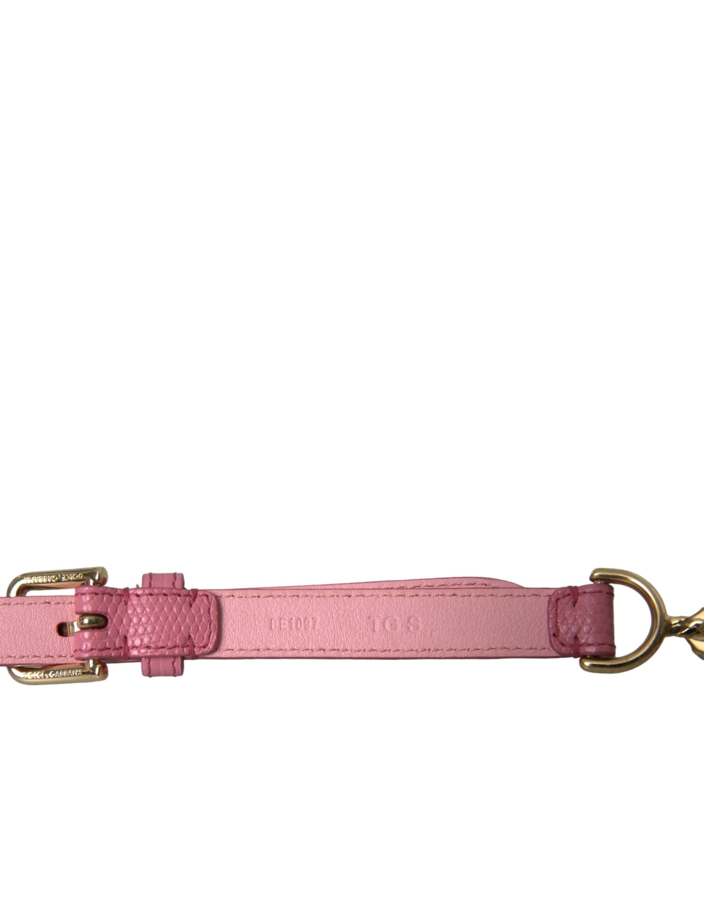 Ceinture Dolce &amp; Gabbana en cuir rose ornée de chaînes et de cristaux