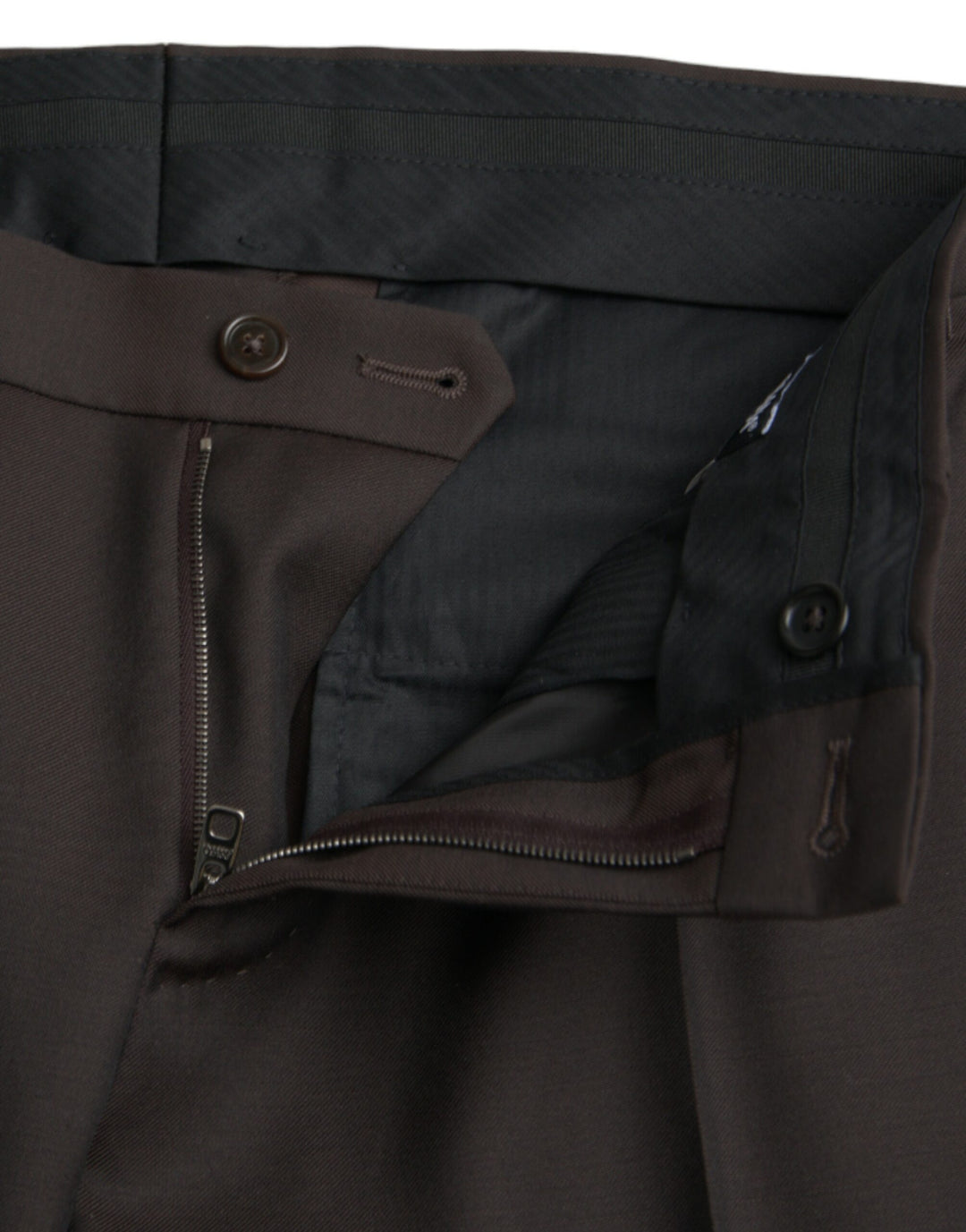 Dolce &amp; Gabbana Dark Brown Wool Slim Fit Formal Pants