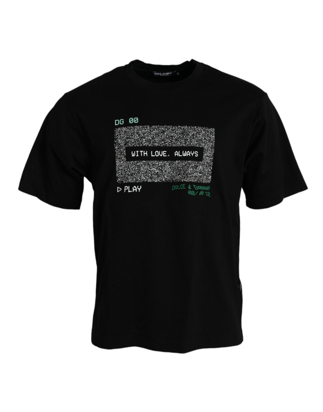 Dolce &amp; Gabbana Black With Love Always Crew Neck Top T-shirt