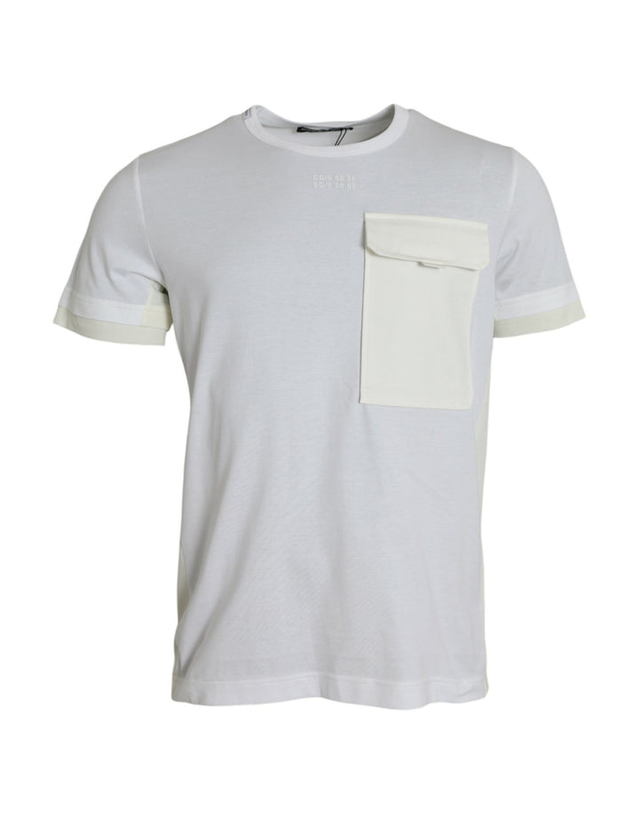 Dolce &amp; Gabbana White Cotton Pocket Short Sleeves T-shirt