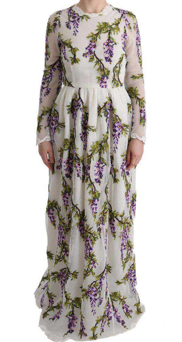 Dolce & Gabbana White Floral Embroidered Maxi Dress women’s dress
