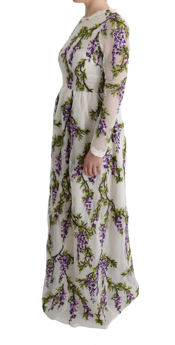 Dolce & Gabbana White Floral Embroidered Maxi Dress women’s dress