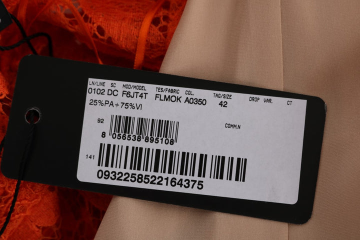 Dolce &amp; Gabbana Orange Floral Ricamo Sheath Long Dress women’s dress
