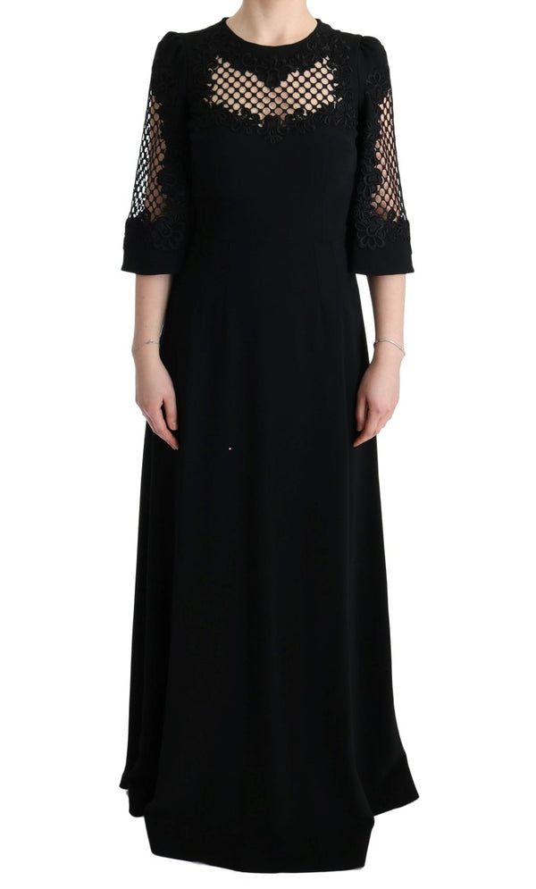Dolce & Gabbana Black Stretch Shift Long Maxi Dress women’s dress