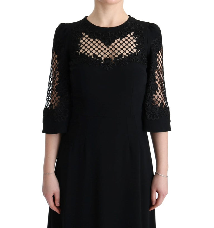 Dolce &amp; Gabbana Black Stretch Shift Long Maxi Dress women’s dress