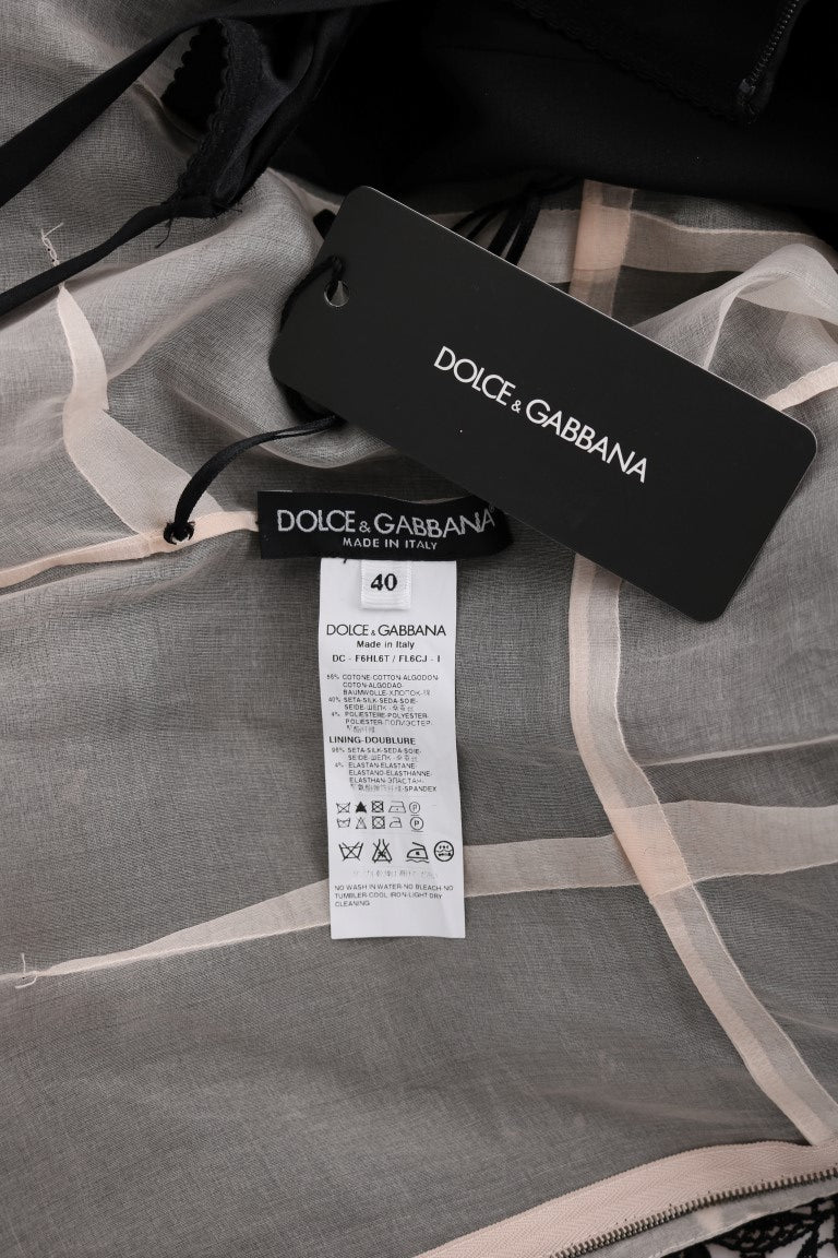 Dolce &amp; Gabbana Black Cotton Silk Floral Long Dress women’s dress