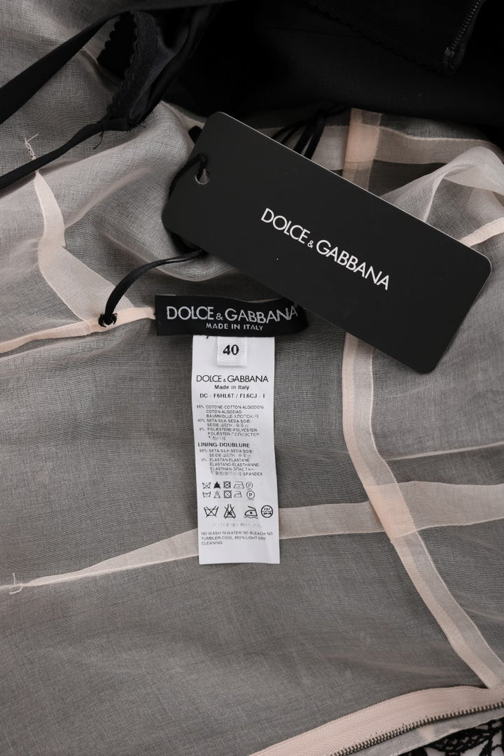 Dolce &amp; Gabbana Black Cotton Silk Floral Long Dress women’s dress
