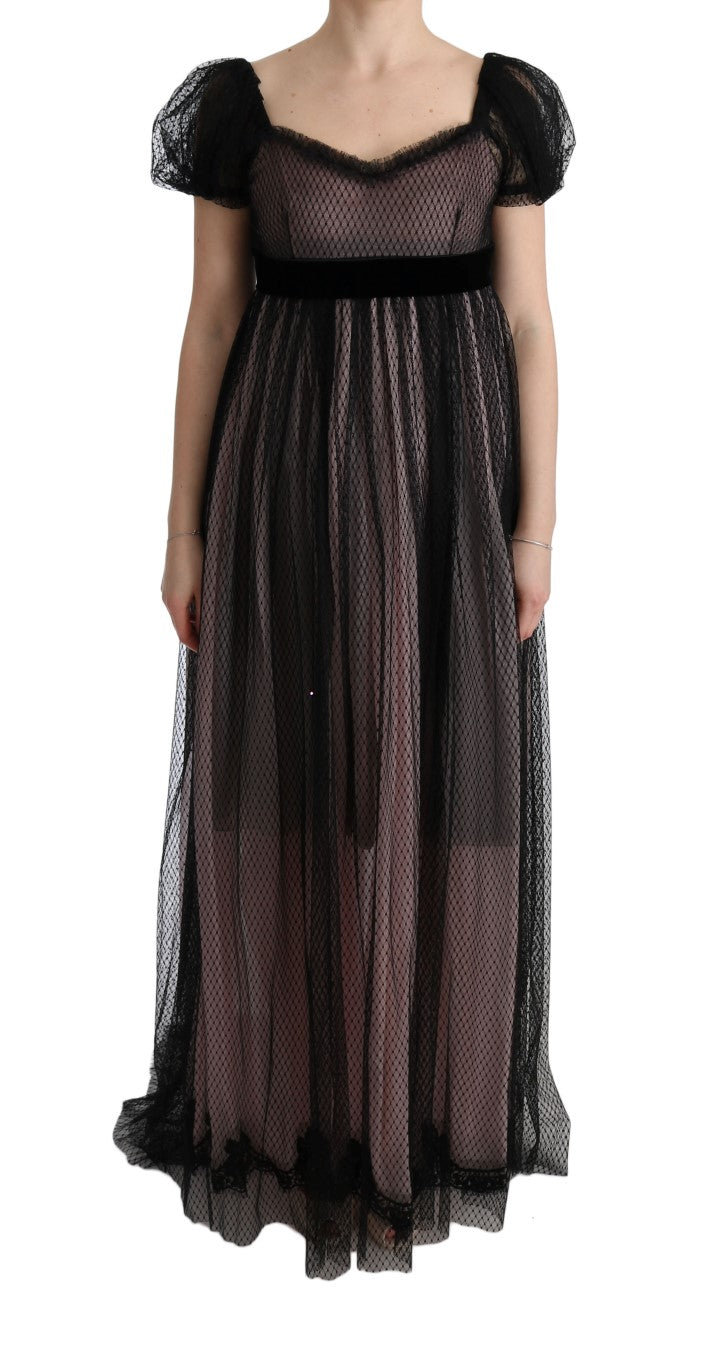 Dolce &amp; Gabbana Black Pink Silk Long Shift Dress women’s dress