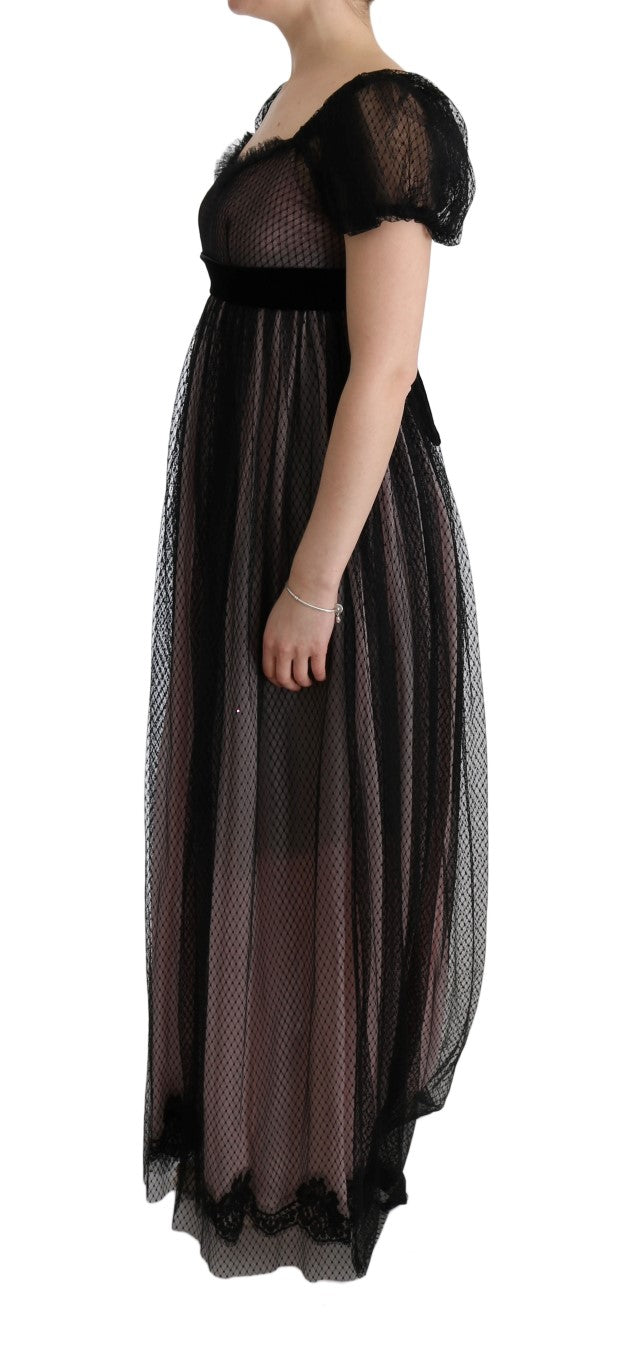 Dolce &amp; Gabbana Black Pink Silk Long Shift Dress women’s dress
