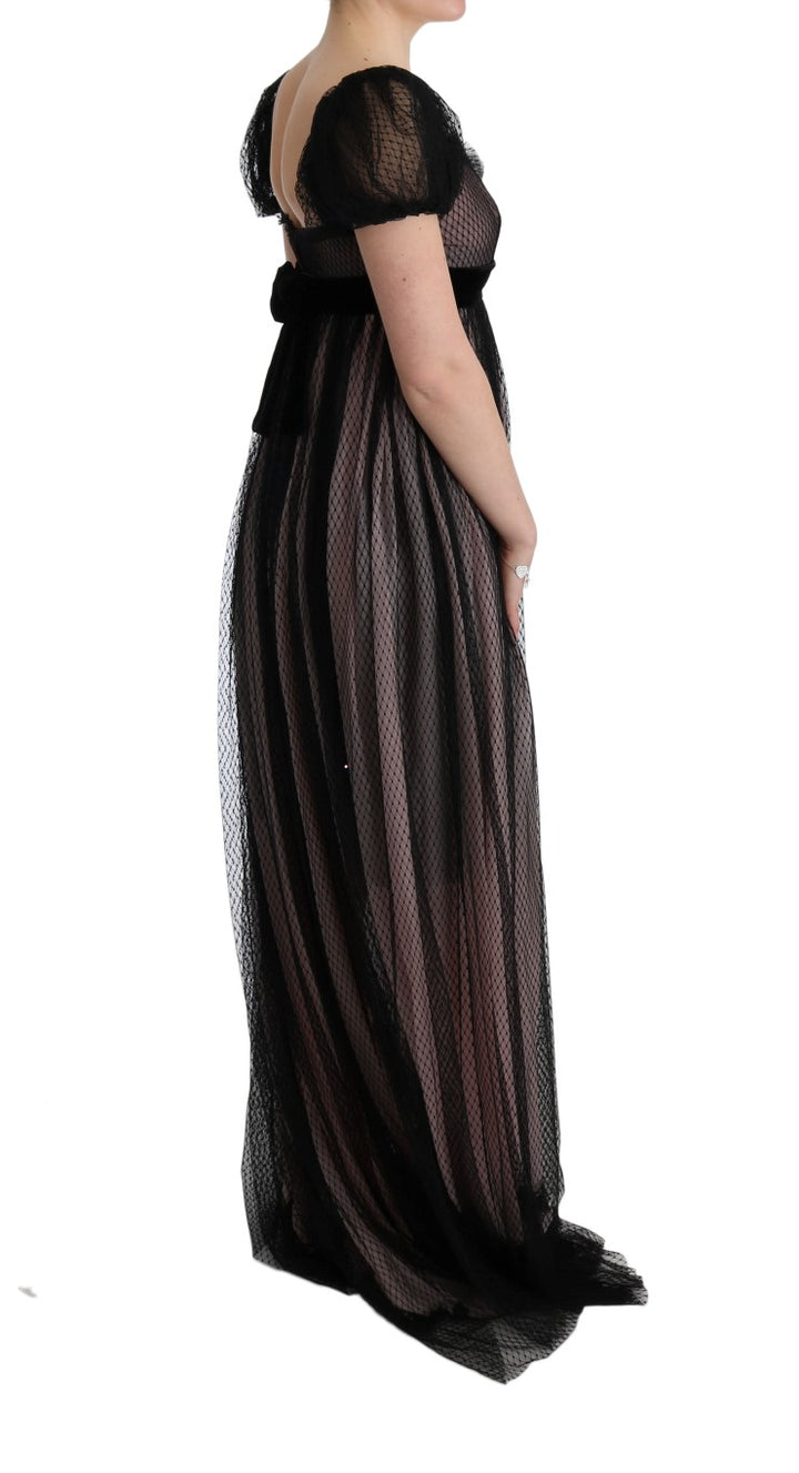 Dolce &amp; Gabbana Black Pink Silk Long Shift Dress women’s dress
