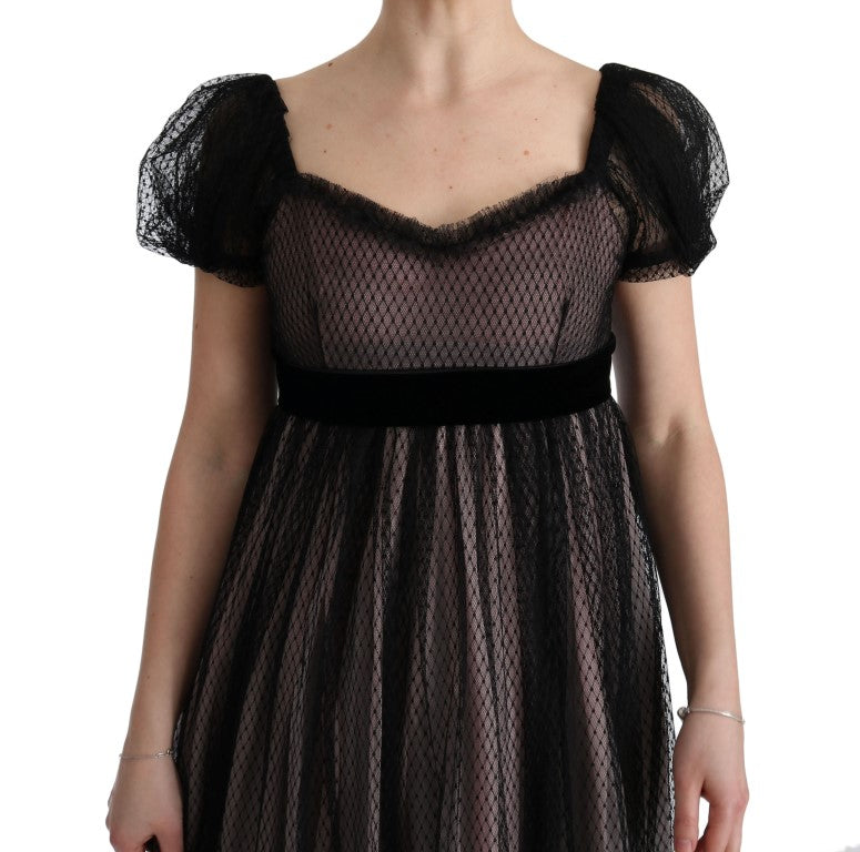 Dolce &amp; Gabbana Black Pink Silk Long Shift Dress women’s dress