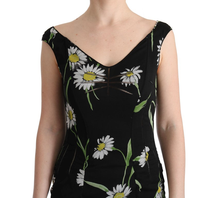 Dolce &amp; Gabbana Sunflower Silk Stretch Sheath Dress women’s dress