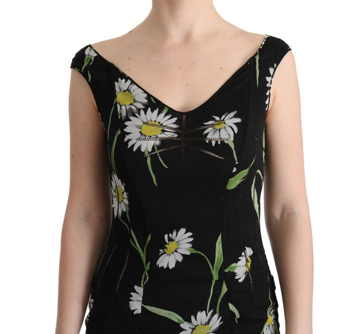 Dolce &amp; Gabbana Sunflower Silk Stretch Sheath Dress women’s dress