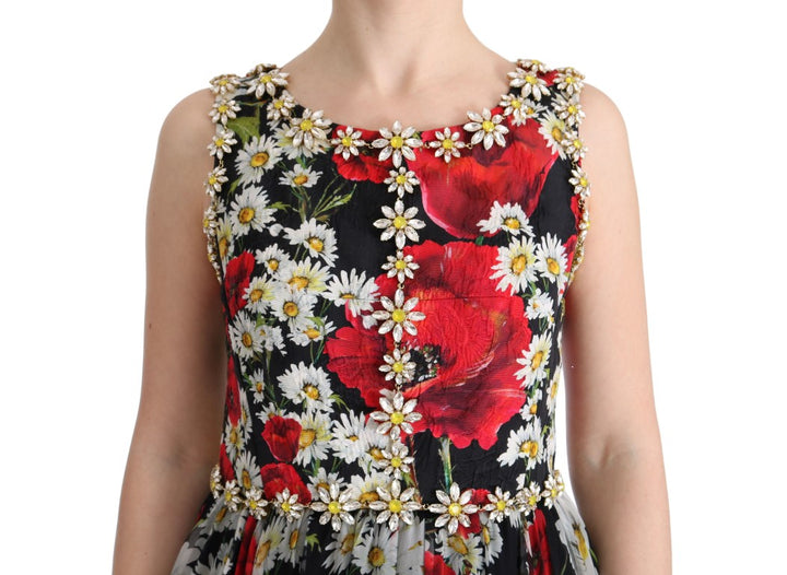 Dolce &amp; Gabbana Multicolor Silk Floral Crystal Long Maxi Dress women’s dress