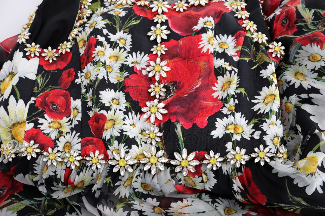 Dolce &amp; Gabbana Multicolor Silk Floral Crystal Long Maxi Dress women’s dress