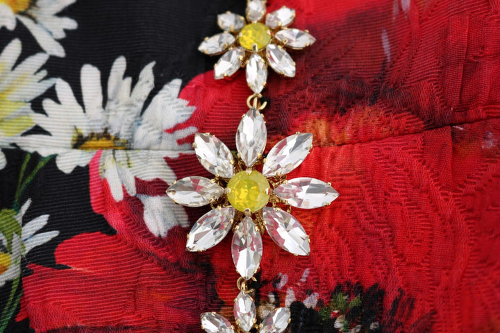Dolce &amp; Gabbana Multicolor Silk Floral Crystal Long Maxi Dress women’s dress