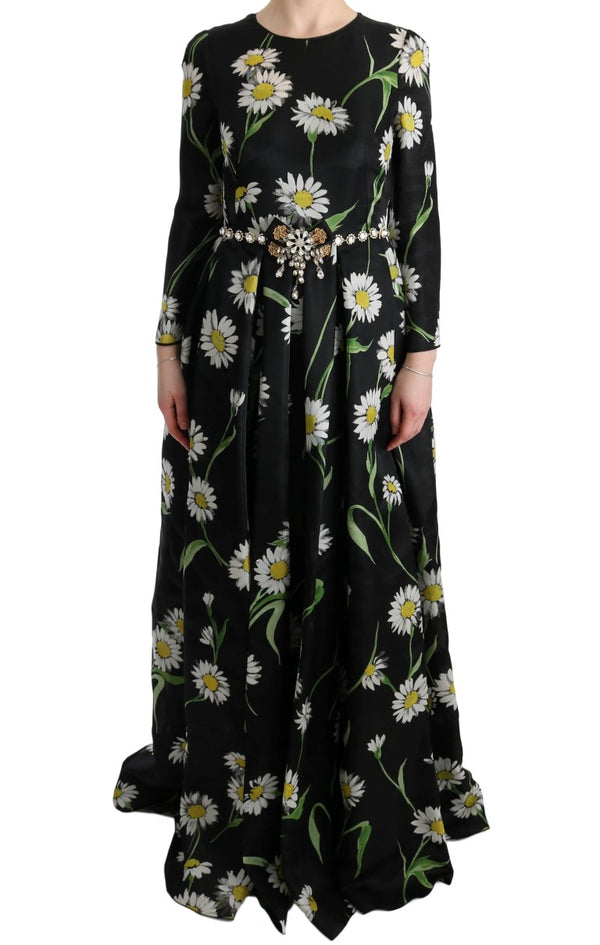 Dolce & Gabbana Multicolor Silk Sunflower Print Long Maxi Dress women’s dress