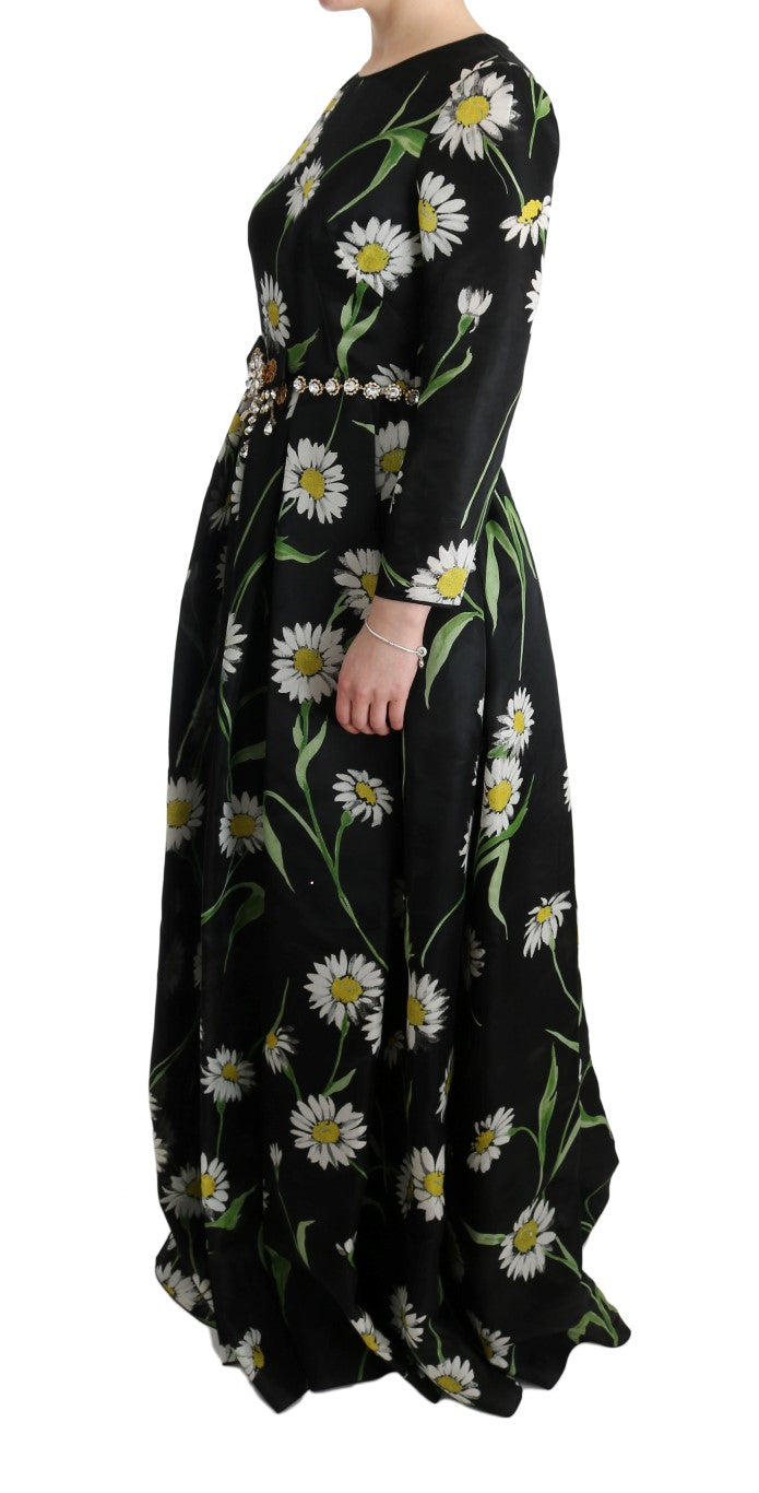 Dolce &amp; Gabbana Multicolor Silk Sunflower Print Long Maxi Dress women’s dress