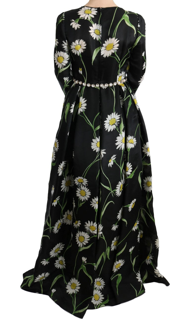 Dolce &amp; Gabbana Multicolor Silk Sunflower Print Long Maxi Dress women’s dress