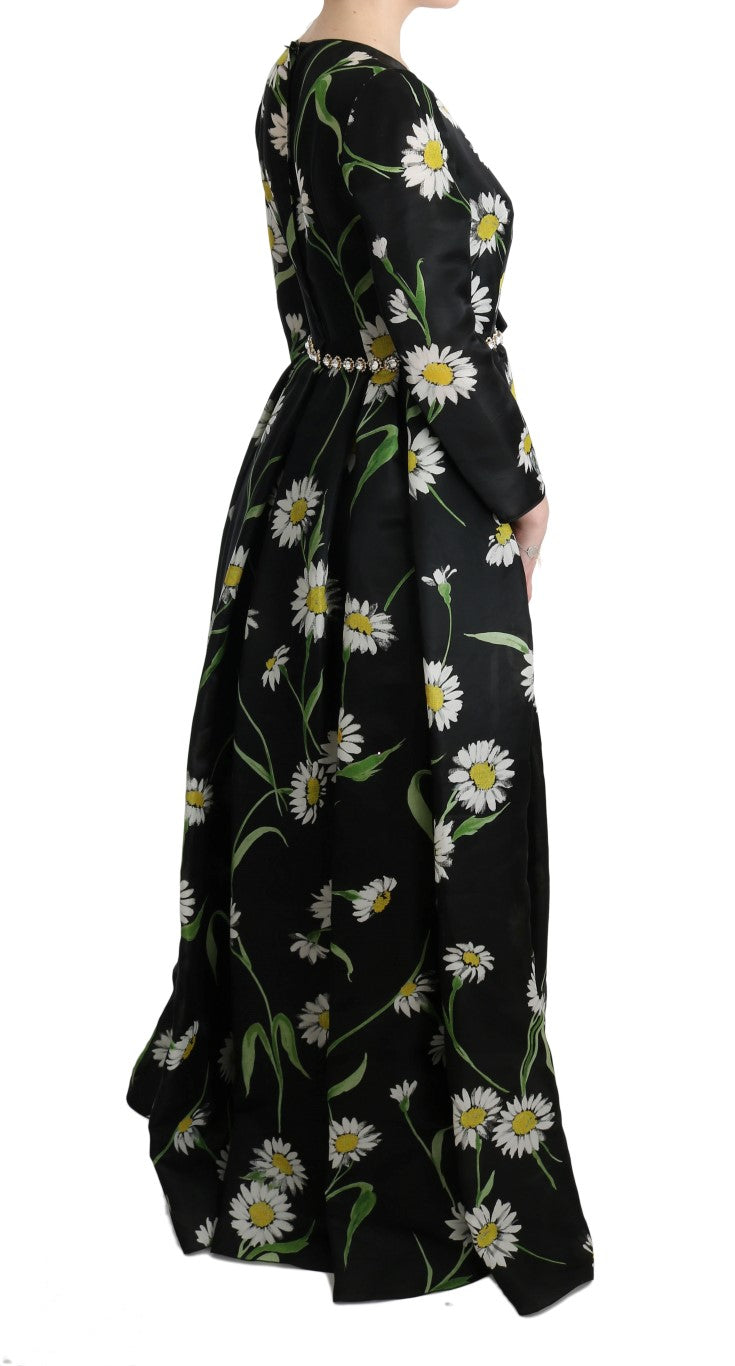 Dolce &amp; Gabbana Multicolor Silk Sunflower Print Long Maxi Dress women’s dress