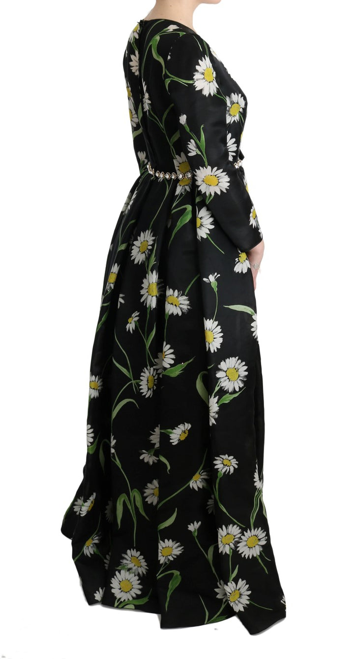 Dolce &amp; Gabbana Multicolor Silk Sunflower Print Long Maxi Dress women’s dress