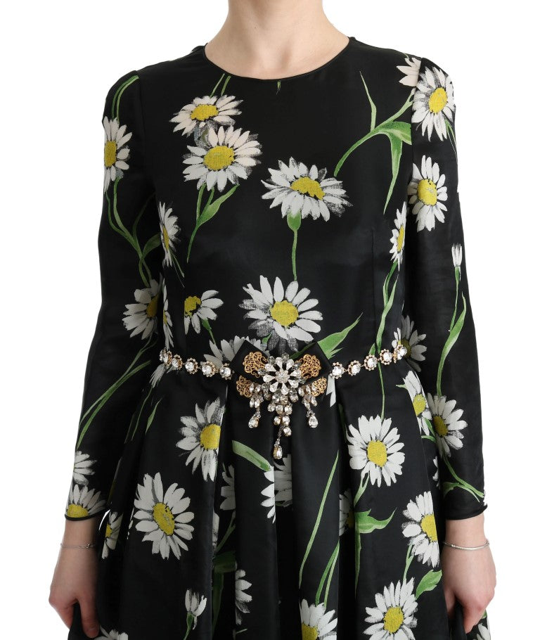 Dolce &amp; Gabbana Multicolor Silk Sunflower Print Long Maxi Dress women’s dress