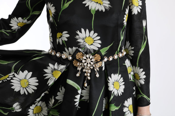 Dolce &amp; Gabbana Multicolor Silk Sunflower Print Long Maxi Dress women’s dress