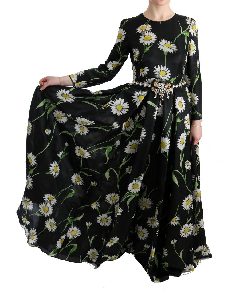 Dolce &amp; Gabbana Multicolor Silk Sunflower Print Long Maxi Dress women’s dress