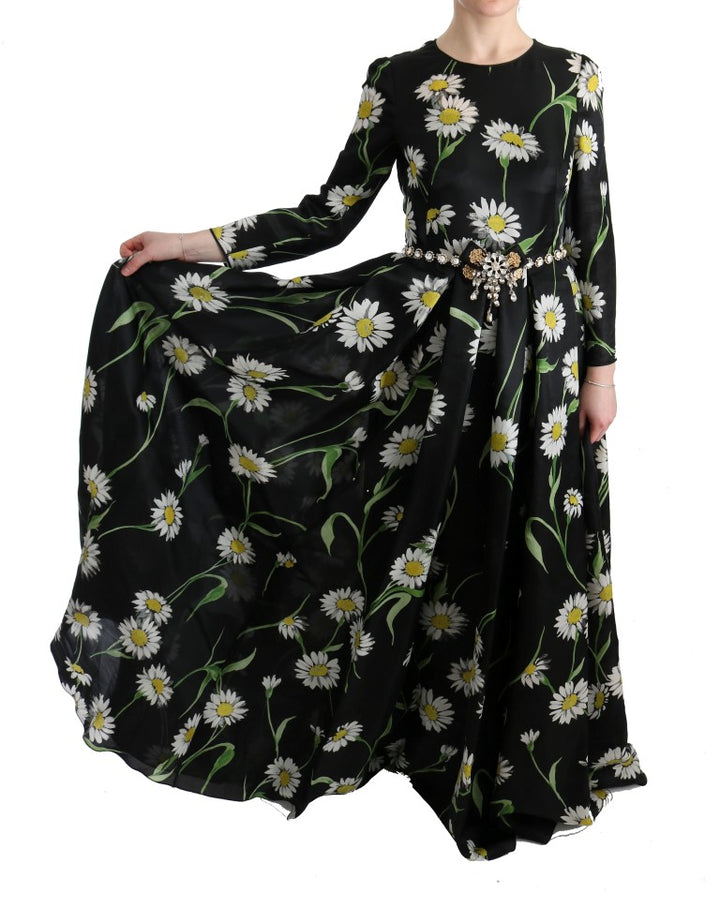 Dolce &amp; Gabbana Multicolor Silk Sunflower Print Long Maxi Dress women’s dress
