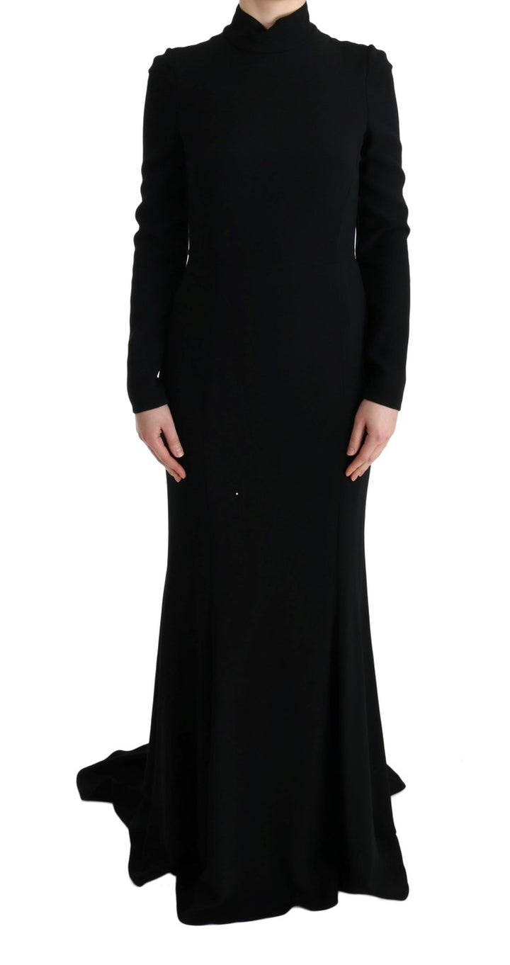 Dolce &amp; Gabbana Black Stretch Long Gown Sheath Dress women’s dress